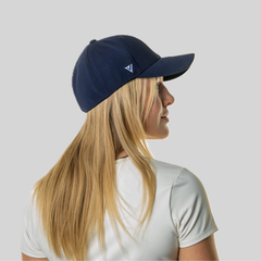 The Magni-Strip® Lifestyle Cap Navy worn side-on