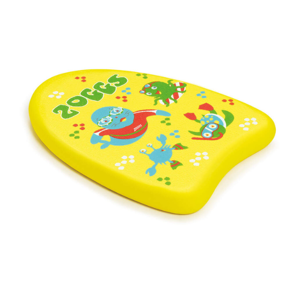 Yellow Zoggs children's swimming kickboard with cartoon characters