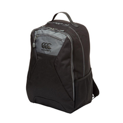 Black and gray backpack with Canterbury logo