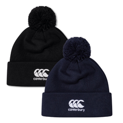 Two Canterbury Club Bobble Hats, one black and one navy on a white background