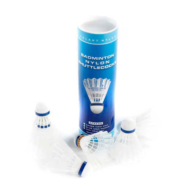 Zsig Primary School Badminton shuttlecocks with a blue cylindrical container on a white background