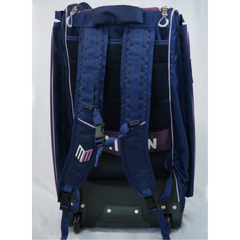 Maiden Wheelie Duffle Cricket Bag showing straps and wheels
