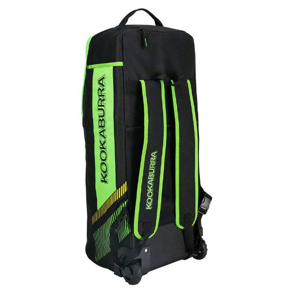 Kookaburra WD6000 Wheelie Duffle Cricket Bag Black and Green Back