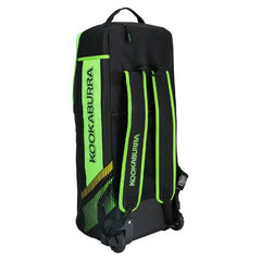 Kookaburra WD6000 Wheelie Duffle Cricket Bag Black and Green Back