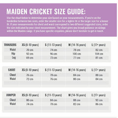 Maiden Cricket Size Guide