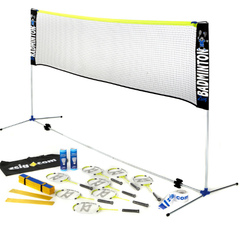 Zsig Primary School Badminton Set with 3m Net, rackets, and shuttlecocks on a white background