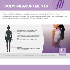 Maiden Cricket Body Measurement Chart