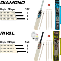 GM Rival Cricket Sizing Chart