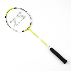 Zsig Primary School Badminton racket with yellow frame and black handle on a white background