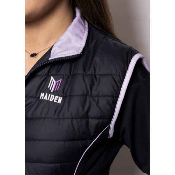 Maiden Cricket Gilet for Girls close up sholder