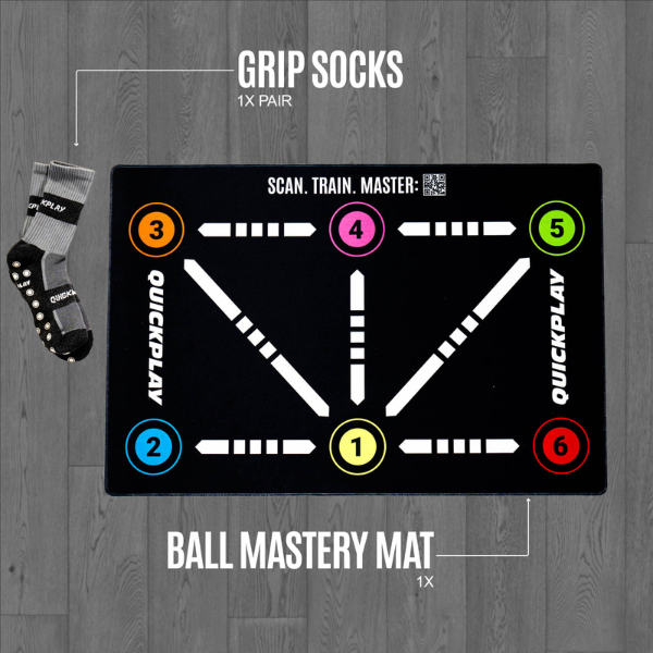 QuickPlay Ball Mastery Football Skills Mat with Socks