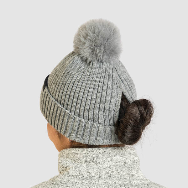 Person wearing The Magni-Strip® Bobble Hat Grey